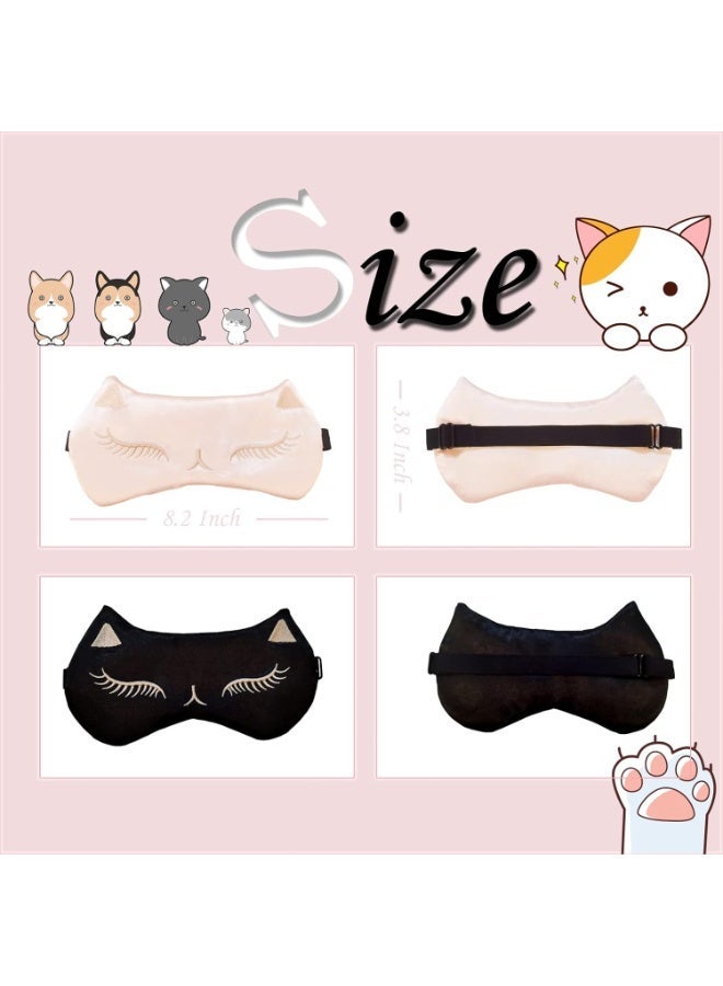 ChicAbode Cute Cat Sleep Mask for Kids, 2 Pack Silk Sleeping Eye Cover Adjustable Mask Night Eyeshade Cover for Girls Boys Women Men Sleep Travel Nap Party Supplies - Image 2
